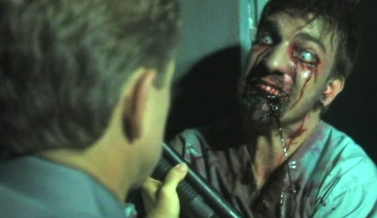 Dead Men Walking - Brandon Stacy as Travis Dee surprises a shotgun-wielding Sweeney (Chriss Anglin) Dead Men Walking - Brandon Stacy as Travis Dee surprises a shotgun-wielding Sweeney (Chriss Anglin)